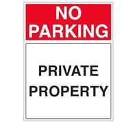 V Safety No Parking - Private Property - Portrait 300 x 450 mm - 3mm Reflective Aluminium Composite Safety Sign