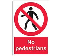 V Safety No Pedestrians Prohibition Sign - 200mm x 300mm - Self Adhesive Vinyl