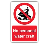 V Safety No Personal Water Craft Sign - 150 x 200 mm - Super Tough 2mm Rigid Plastic - Prohibition Signage - Made in Britain