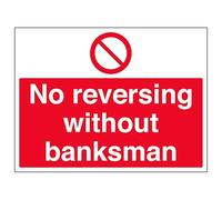 V Safety No Reversing Without Banksman 400 x 300 mm - 2mm Super-Tough Rigid Plastic Safety Sign