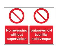 V Safety No Reversing Without Supervision - Mirrored 400 x 300 mm - 2mm Super-Tough Rigid Plastic Safety Sign