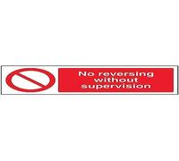 V Safety No Reversing Without Supervision Sign - 300mm x 100mm - Self Adhesive Vinyl