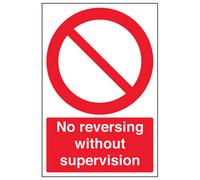 V Safety No Reversing Without Supervision Vehicle Sign - Rigid Plastic - 450X600mm (X3)