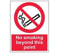 V Safety No Smoking Beyond This Point Prohibition Sign - 300mm x 400mm - 1mm Rigid Plastic