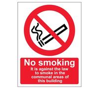 V Safety No Smoking In Communal Area - Portrait 200 x 300 mm - Self Adhesive Vinyl - Aluminium Effect Safety Sign