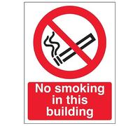 V Safety No smoking in this building - 400x600mm 2mm Rigid Plastic Safety Sign
