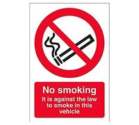 V Safety No Smoking in This Vehicle Prohibition Sign - 150mm x 200mm - Self Adhesive Window Sticker