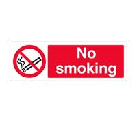V Safety No Smoking - Landscape 300 x 100 mm - Self Adhesive Vinyl - Aluminium Effect Safety Sign