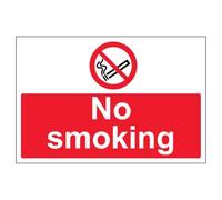 V Safety No Smoking - Large Landscape 300 x 200 mm - 2mm Super-Tough Rigid Plastic Safety Sign