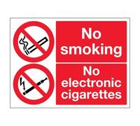 V Safety No Smoking No Electronic Cigarettes 300 x 200 mm - 3mm Aluminium Composite Safety Sign