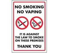 V Safety No Smoking No Vaping/It Is Against The Law To Smoke Sign - 300mm x 400mm - Self Adhesive