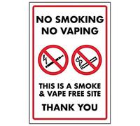 V Safety No Smoking No Vaping/This Is A Smoke & Vape Free Zone Sign - 200mm x 300mm - Self Adhesive