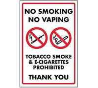 V Safety No Smoking No Vaping/Tobacco Smoke & E-Cigarettes Sign - 300mm x 400mm - Self Adhesive
