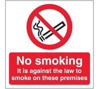 V Safety No Smoking On Premises 150 x 150 mm - 1mm Rigid Plastic Safety Sign