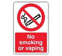 V Safety No Smoking Or Vaping Sign - 150 x 200 mm - Super Tough 2mm Rigid Plastic - Prohibition Signage - Made in Britain