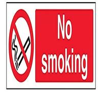 V Safety No Smoking Prohibition Sign - 300mm x 100mm - Self Adhesive Vinyl