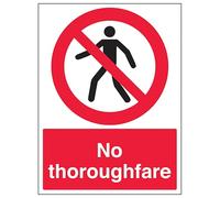 V Safety No Thoroughfare - Portrait 150 x 200 mm - 2mm Super-Tough Rigid Plastic Safety Sign