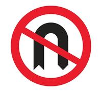 V Safety No U-Turns 600 x 600 mm - 3mm Reflective Aluminium Composite Safety Sign