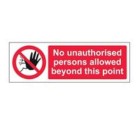 V Safety No Unauthorised Persons - Landscape 300 x 100 mm - 2mm Super-Tough Rigid Plastic Safety Sign