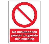 V Safety No Unauthorised Persons Operate - Portrait 150 x 200 mm - Glow In The Dark 1mm Rigid Plastic Safety Sign