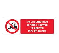 V Safety No Unauthorised Persons To Operate - Landscape 300 x 100 mm - Glow In The Dark 1mm Rigid Plastic Safety Sign