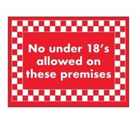 V Safety No Under 18's Allowed Sign - 200mm x 150mm - 1mm Rigid Plastic