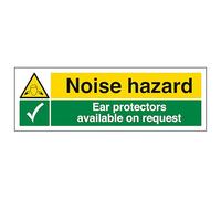 V Safety Noise Hazard/Ear Protectors Available 450 x 150 mm - Glow In The Dark 1mm Rigid Plastic Safety Sign