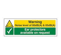 V Safety Noise Level/Protectors Available - Landscape 300 x 100 mm - 2mm Rigid Plastic Safety Sign