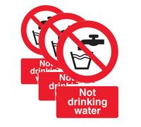 V Safety Not Drinking Water 100 x 150 mm - 3mm Aluminium Composite Safety Sign (Pack of 3)