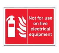 V Safety Not For Use On Live Electrical Fire Sign Adhesive Vinyl 200X150mm (X3)