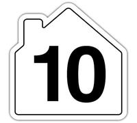 V Safety Number 10 Wheelie Bin Sticker - House Numbers Design Bin Stickers Numbers 1-99 - 150mm x 150mm Durable Waterproof Vinyl Labels for Wheelie Bins - Outdoor House Number Sticker
