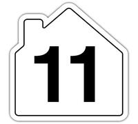 V Safety Number 11 Wheelie Bin Sticker - House Numbers Design Bin Stickers Numbers 1-99 - 150mm x 150mm Durable Waterproof Vinyl Labels for Wheelie Bins - Outdoor House Number Sticker