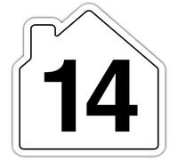 V Safety Number 14 Wheelie Bin Sticker - House Numbers Design Bin Stickers Numbers 1-99 - 150mm x 150mm Durable Waterproof Vinyl Labels for Wheelie Bins - Outdoor House Number Sticker