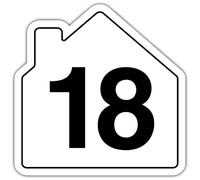V Safety Number 18 Wheelie Bin Sticker - House Numbers Design Bin Stickers Numbers 1-99 - 150mm x 150mm Durable Waterproof Vinyl Labels for Wheelie Bins - Outdoor House Number Sticker