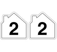 V Safety Number 2 Wheelie Bin Sticker - House Numbers Design Bin Stickers Numbers 1-99 - 150mm x 150mm Durable Waterproof Vinyl Labels for Wheelie Bins - Outdoor House Number Sticker (Pack of 2)