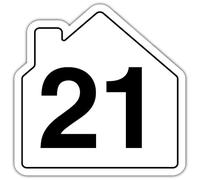 V Safety Number 21 Wheelie Bin Sticker - House Numbers Design Bin Stickers Numbers 1-99 - 150mm x 150mm Durable Waterproof Vinyl Labels for Wheelie Bins - Outdoor House Number Sticker