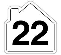 V Safety Number 22 Wheelie Bin Sticker - House Numbers Design Bin Stickers Numbers 1-99 - 150mm x 150mm Durable Waterproof Vinyl Labels for Wheelie Bins - Outdoor House Number Sticker