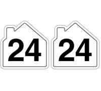 V Safety Number 24 Wheelie Bin Sticker - House Numbers Design Bin Stickers Numbers 1-99 - 150mm x 150mm Durable Waterproof Vinyl Labels for Wheelie Bins - Outdoor House Number Sticker (Pack of 2)