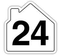 V Safety Number 24 Wheelie Bin Sticker - House Numbers Design Bin Stickers Numbers 1-99 - 150mm x 150mm Durable Waterproof Vinyl Labels for Wheelie Bins - Outdoor House Number Sticker