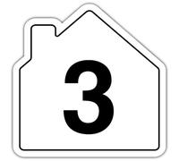V Safety Number 3 Wheelie Bin Sticker - House Numbers Design Bin Stickers Numbers 1-99 - 150mm x 150mm Durable Waterproof Vinyl Labels for Wheelie Bins - Outdoor House Number Sticker