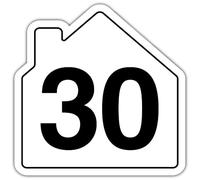 V Safety Number 30 Wheelie Bin Sticker - House Numbers Design Bin Stickers Numbers 1-99 - 150mm x 150mm Durable Waterproof Vinyl Labels for Wheelie Bins - Outdoor House Number Sticker