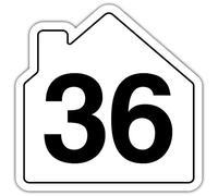 V Safety Number 36 Wheelie Bin Sticker - House Numbers Design Bin Stickers Numbers 1-99 - 150mm x 150mm Durable Waterproof Vinyl Labels for Wheelie Bins - Outdoor House Number Sticker