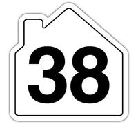 V Safety Number 38 Wheelie Bin Sticker - House Numbers Design Bin Stickers Numbers 1-99 - 150mm x 150mm Durable Waterproof Vinyl Labels for Wheelie Bins - Outdoor House Number Sticker