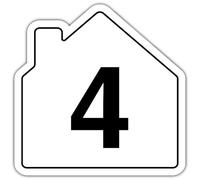 V Safety Number 4 Wheelie Bin Sticker - House Numbers Design Bin Stickers Numbers 1-99 - 150mm x 150mm Durable Waterproof Vinyl Labels for Wheelie Bins - Outdoor House Number Sticker