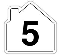 V Safety Number 5 Wheelie Bin Sticker - House Numbers Design Bin Stickers Numbers 1-99 - 150mm x 150mm Durable Waterproof Vinyl Labels for Wheelie Bins - Outdoor House Number Sticker