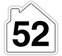 V Safety Number 52 Wheelie Bin Sticker - House Numbers Design Bin Stickers Numbers 1-99 - 150mm x 150mm Durable Waterproof Vinyl Labels for Wheelie Bins - Outdoor House Number Sticker