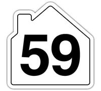V Safety Number 59 Wheelie Bin Sticker - House Numbers Design Bin Stickers Numbers 1-99 - 150mm x 150mm Durable Waterproof Vinyl Labels for Wheelie Bins - Outdoor House Number Sticker