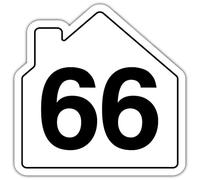 V Safety Number 66 Wheelie Bin Sticker - House Numbers Design Bin Stickers Numbers 1-99 - 150mm x 150mm Durable Waterproof Vinyl Labels for Wheelie Bins - Outdoor House Number Sticker