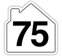 V Safety Number 75 Wheelie Bin Sticker - House Numbers Design Bin Stickers Numbers 1-99 - 150mm x 150mm Durable Waterproof Vinyl Labels for Wheelie Bins - Outdoor House Number Sticker
