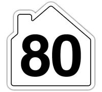 V Safety Number 80 Wheelie Bin Sticker - House Numbers Design Bin Stickers Numbers 1-99 - 150mm x 150mm Durable Waterproof Vinyl Labels for Wheelie Bins - Outdoor House Number Sticker